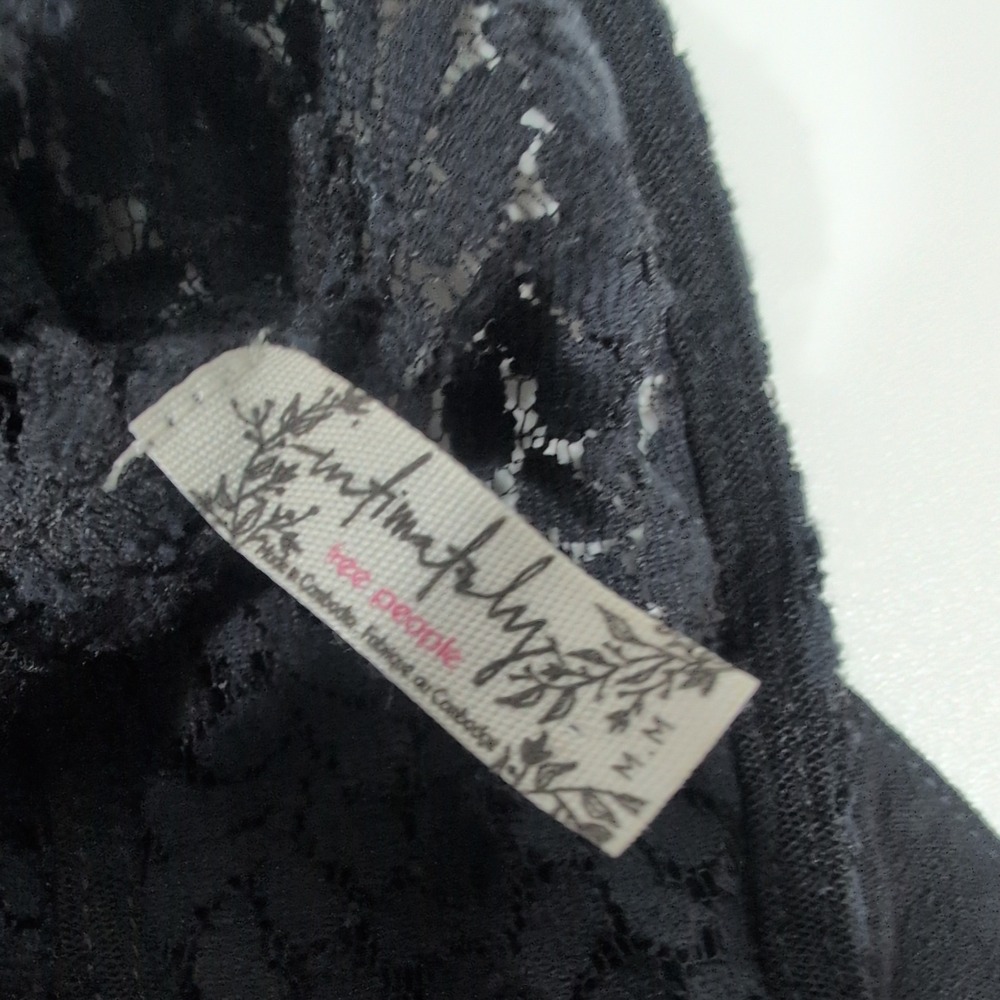Intimately Free People Black Lace Mock Neck Corset Mini Dress Open Back Medium - Picture 6 of 11